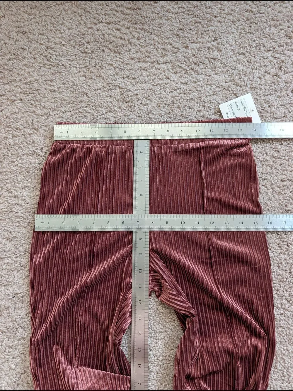 Passport Womens Rose Red Velvet Ribbed Button Front Top & Flare Pants Set Small